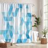 1pc Geometric Triangle Shower Curtain - Blue & White Interconnected Triangles, Gradient Effect, Minimalist Abstract Design