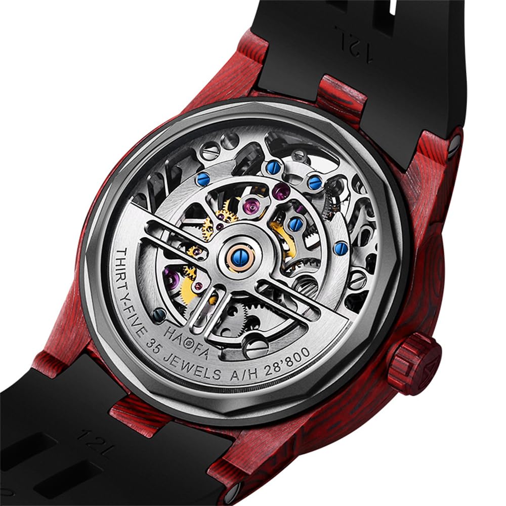 Hodinky HAOFA Tourbillon Mechanické Automatické Natahování Pouzdro z Uhlíkových Vláken Dutý Ciferník Stylové Luxusní Safírové Sklo Populární Vodotěsné Dárek Pánské Pánské
