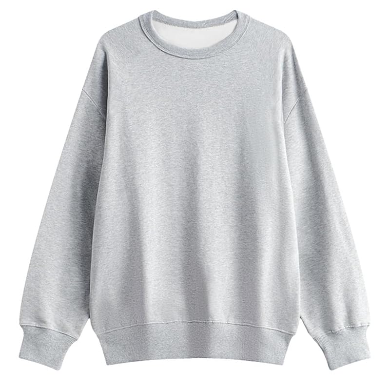 

[EASTEMPO] ladies trainer spring long sleeve Relaxing Plain color Fashionable casual cute large size (JP, alphabet, M, gray)