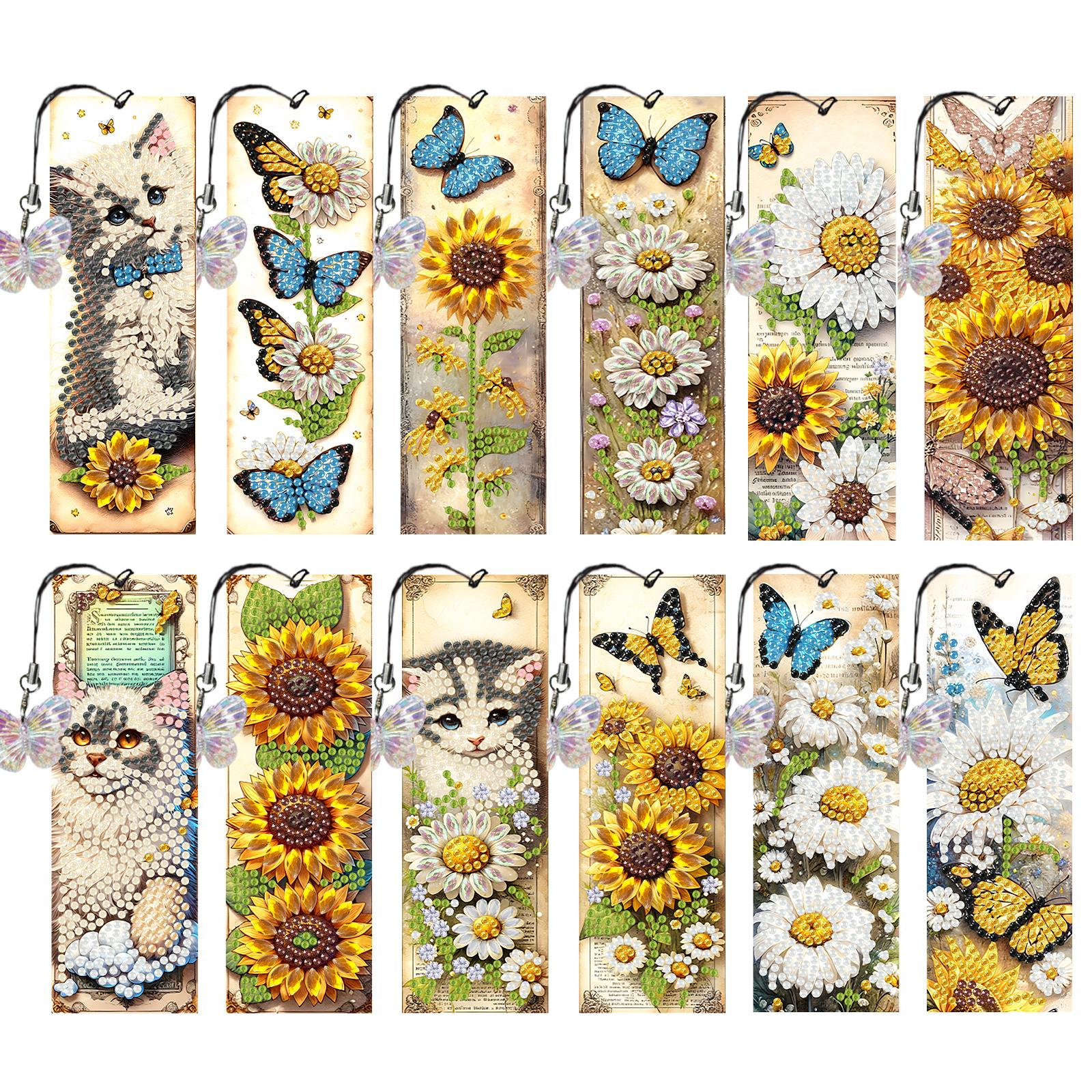

12Pcs Animal Landscape Patterns DIY Diamond Art Bookmark Diamond Painting Art Bookmarks Gift for Book Lovers Mosaic Art Supplies
