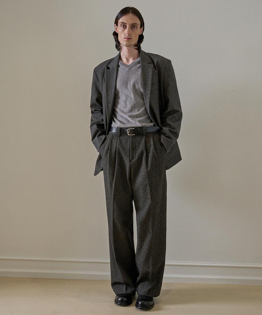 TRIP LE SENS Motion Double-Pleat Wide Slacks_Melan Gray