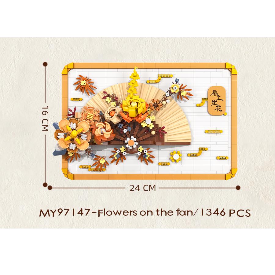 

Китайский стиль 3D Scroll Building Block Sets Развивающие игрушки Цветочные кирпичики Новогодние подарки Украшение стола No box