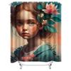 Elegant Floral Portrait Shower Curtain - Waterproof, Mildew-Resistant, Machine Washable for Chic Bathroom Decor