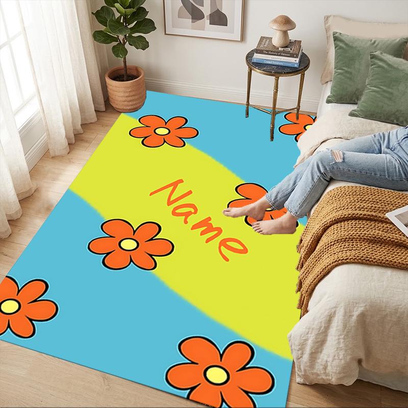 Custom Name Dog Artwork Living Room Non-Slip Area Rug Soft Carpet for Bedroom Kids Playroom Sofa Office Home Decor Doormat