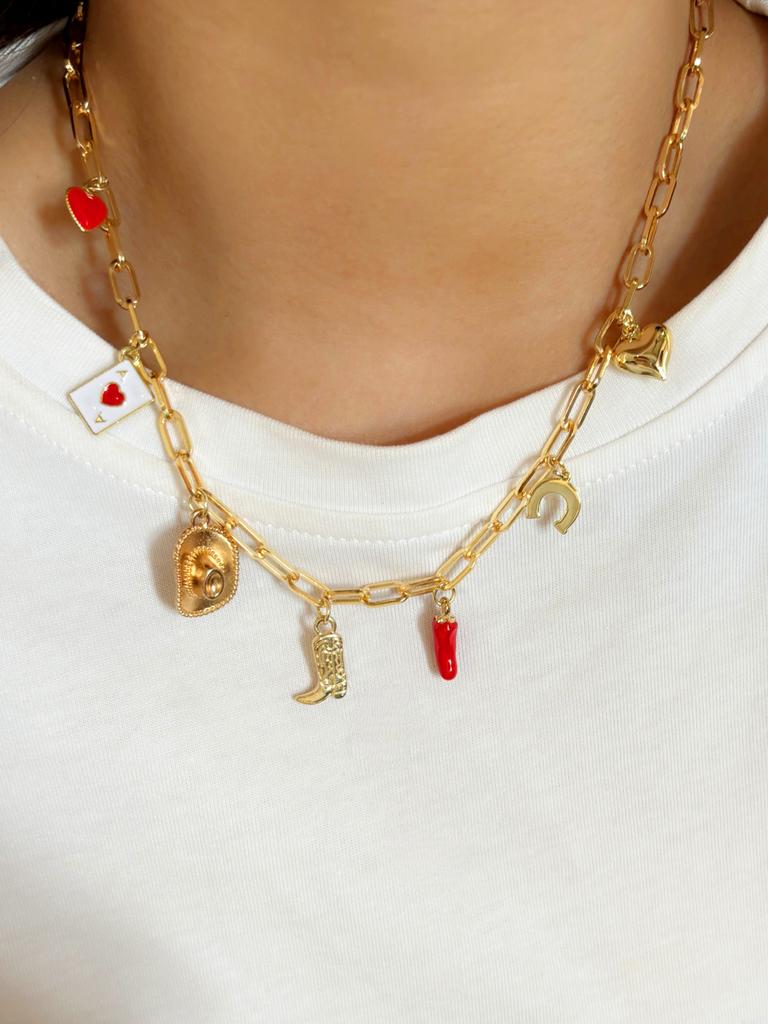 Collana con Ciondolo a Forma di Fragola con Fiocco in Acciaio Inossidabile per Donna Charms Delicati Gioiello