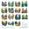 30Pcsbag Transparent Stickers Bag Twilight Forest Series Art Landscape Scrapbook Junk Journal Diary Decorative Collages