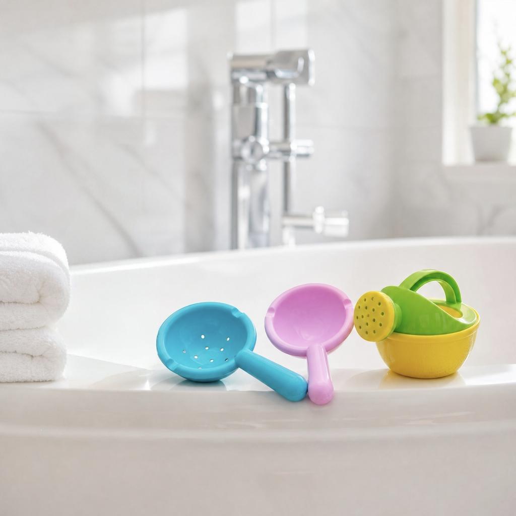 Baby Bath Toys Watering Can Scoop and Spinner Set Safe Plastic Bathing Toys for Infant Toddler Water Play and Sensory Development