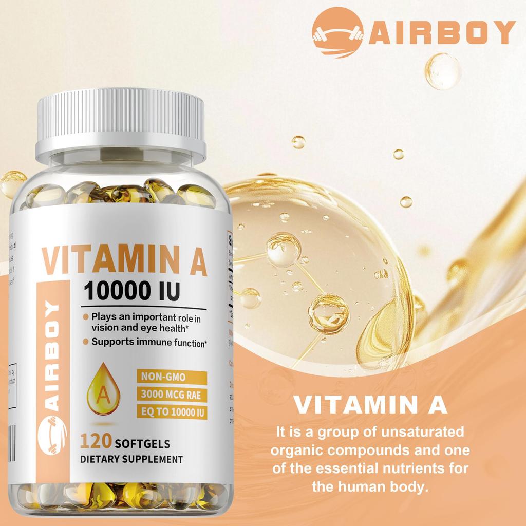 Le capsule molli di Vitamina A supportano la funzione del sistema immunitario, la salute della pelle e la salute della vista e degli occhi.. 120 capsule per confezione.