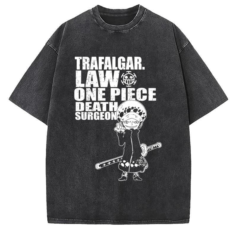 Unisex Oversized Anime Gewassen T-shirt Mannen One Piece Streetwear Vrouwen Korte Mouw Grafisch T-shirt Zomer Harajuku Casual Top HipHop