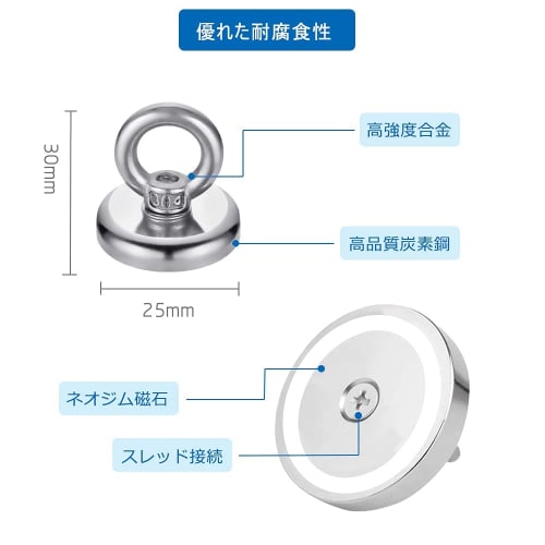 MAGHUNT [Set of 4] Magnetic Hooks, 25mm Diameter, Super Strong, Magnetic Pull, Holds 20kg Vertically and 6kg Horizontally, Perfect for Kitchen Storage