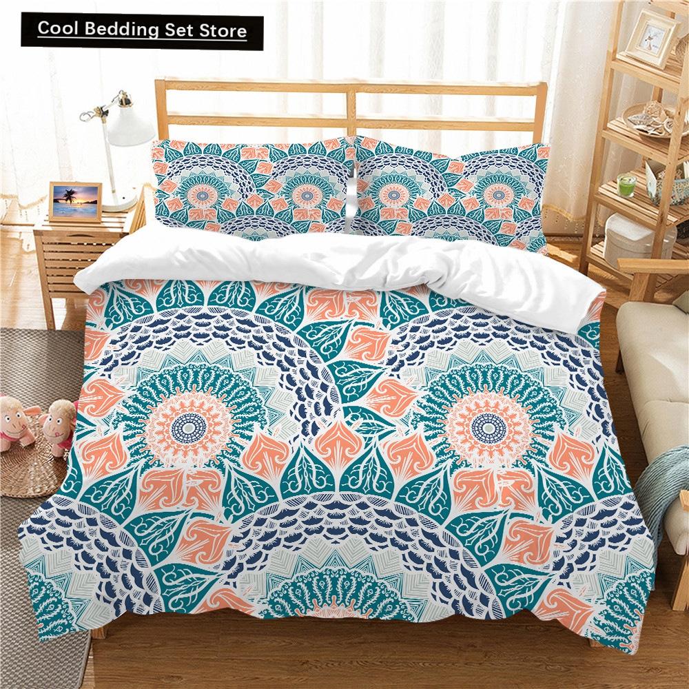 Bohemian Floral King Queen Duvet Cover Boho Mandala Cashew Flowers Bedding Set Exotic Tribe Style 2/3pcs Polyester Quilt Cover
