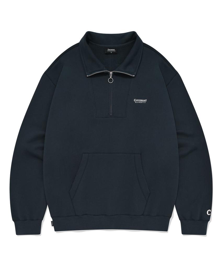 COVERNAT Damaged Half Zip Sweatshirt Navy