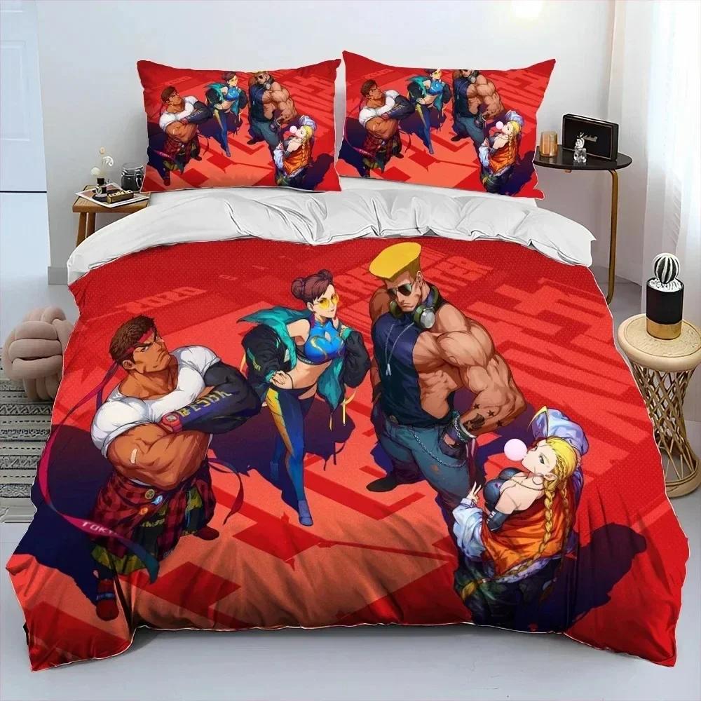 3D Print Street Fighter Retro Game Bedding Set Duvet Cover Bed Set Quilt Cover Pillowcase Comforter King Queen Size Boys Adult
