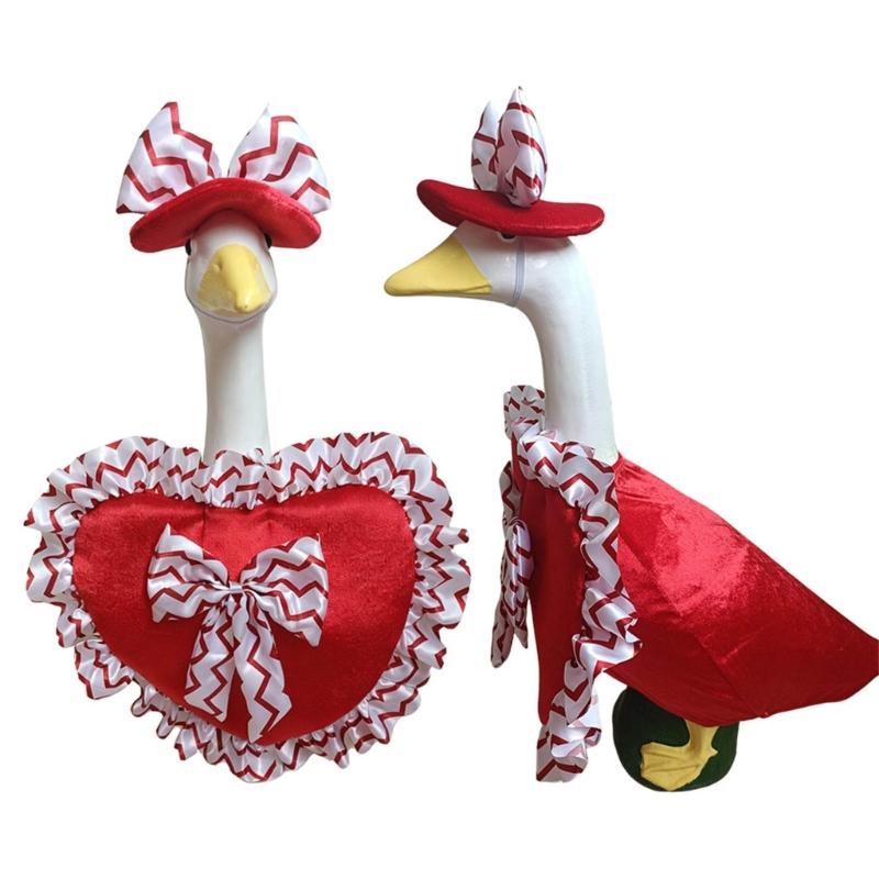 Festiwalowy Różowy Koronkowy Serce Zewnętrzna Statua Gęsi Na Werandę Ogród Walentynkowe Świętowanie Łatwa Instalacja Dekoracja Świąteczna