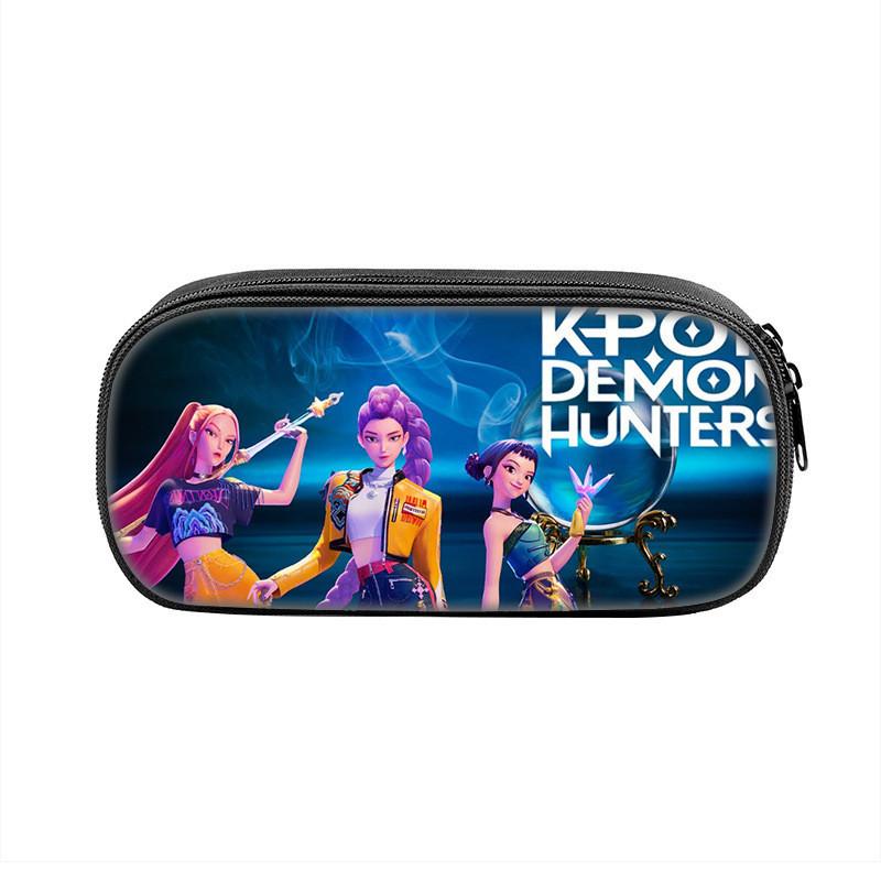 Kpop Demon Hunters Portable Pencil Pouch Nylon Storage Case For Kids And Teens