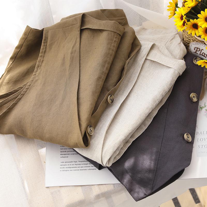 Women's V-Neck Cotton Linen Waistcoat - Sleeveless, Lightweight Summer Outerwear