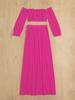 Women's European & American Off-Shoulder Swimsuit Cover-Up: Long Sleeve, High Slit Skirt, Two-Piece Set