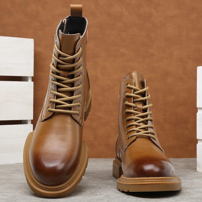 Retro Men's Martin Boots New Winter High-top Men's Velvet Warm Boots Trendy Shoes