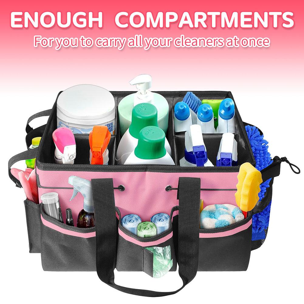 Large Capacity Cleaning Caddy Bag with Handle for Cleaning Tools Supplies Storage Bags Multi Pocket Oxford Cloth Tools Handbags