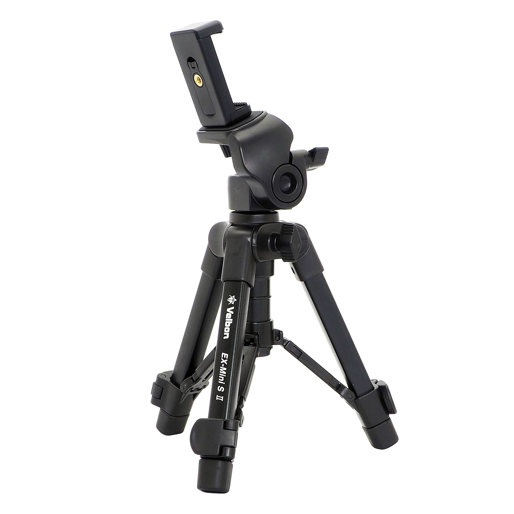 Velbon II AZ Tabletop Tripod for Lever Total Height Minimum Height Leg Diameter Pan Aluminum Includes Smartphone Product 017915500624 EX-miniS nero