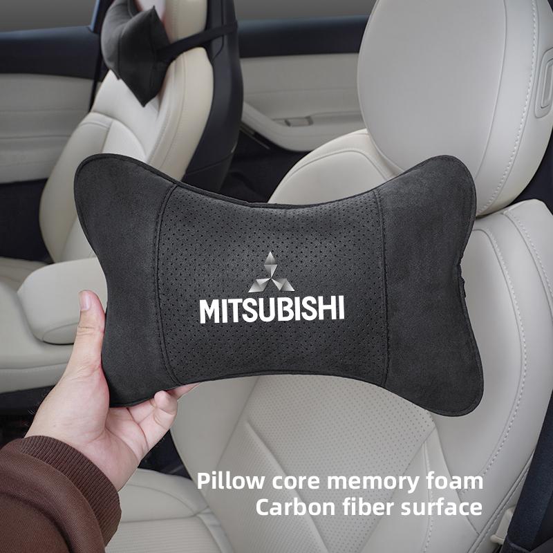 Car Suede Headrest Breathable Memory Foam Neck Pillow For Mitsubishi Colt I200 Space Delica Triton Ralliart Star Mirage Montero
