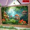 2D Plane 1 Piece of Fantasy Mushroom Village Magic Forest-themed Background Banner