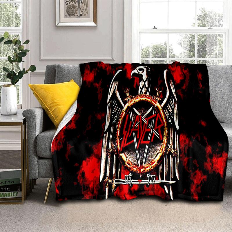 

3D Retro Band Slayer Heavy Metal Rcck Sign Blanket,Soft Throw Blanket for Home Bedroom Bed Sofa Travel Cover Kid Gift 75x90cm( 29x35in )