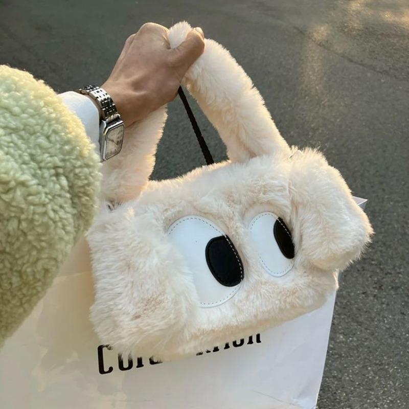 Cute Cartoon Plush Big-eyed Puppy Handbag Women's New Autumn and Winter Niche One-shoulder Messenger Furry Bag