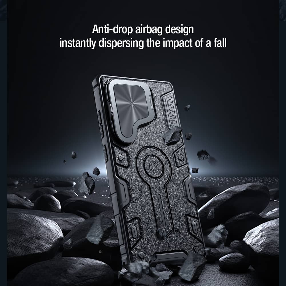 For Samsung Galaxy S25 Ultra Case NILLKIN CamShield Armor Prop Flip Lens Bracket Case with Kickstand for Samsung S25 Ultra Cover