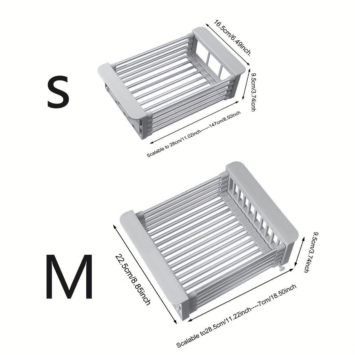 

Сливная полка для кухонной раковины, выдвижная полка для сушки посуды из нержавеющей стали, сливная корзина, сушилка для фруктов и овощей, стеллаж для хранения S серый