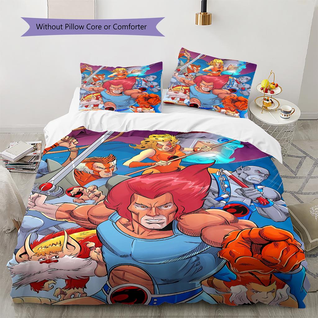 Thundercats Vzor Povlečení Sada Prošívaných Dek Quilt Cover Povlak na Polštář Domácí Dekorace Dárek (1 * povlak na peřinu + 2 * povlak na polštář, bez jádra)