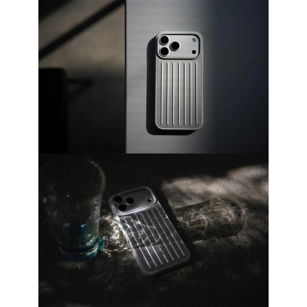 Ins Simple Business 3D Corrugated Stripe Stylish For Rimowa Luggage Phone Case For iPhone 17 Pro Max 16 15 14 13 Aluminum-magnesium Alloy Hard Cover