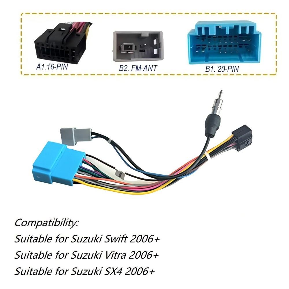 Car Radio ISO Plug Power Adapter Cable,16 Pin To 20 Pin Android Car Radio Wiring Harness Cable for Suzuki Vitara Swift SX4 2006+