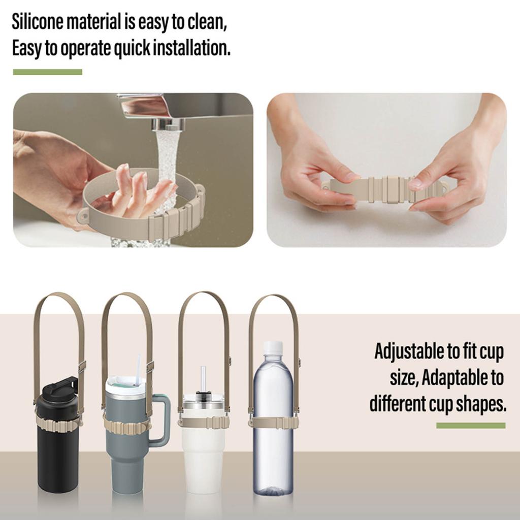 Water Bottle Handle Strap, Adjustable Water Bottle Handle Portable Silicone Water Bottle Sling Lightweight  Strap Water Bottle Holder Tumbler