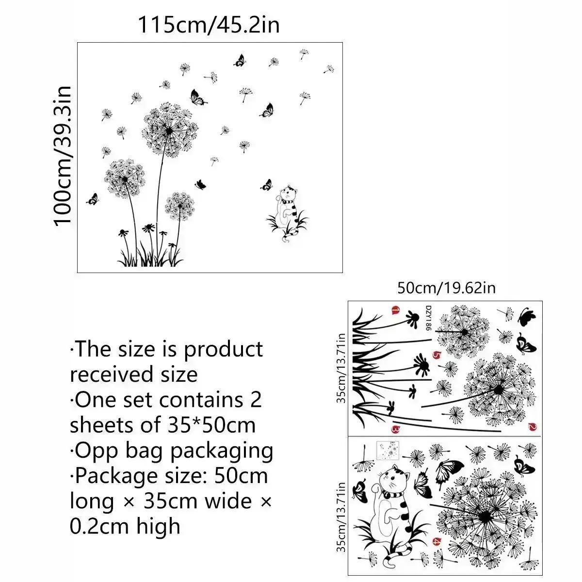 

Милый кот черный одуванчик наклейка на стену бабочки стена гостиная спальня украшение окна настенная роспись художественные наклейки домашний декор наклейки A