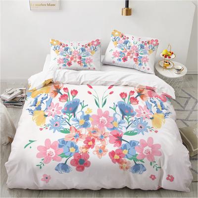 Blumen Kaktus King Queen Bettbezug Aquarell Tropische Pflanzen Bettwäsche Set für Teenager Erwachsene Blumen 2/3-teilig Polyester Steppdeckenbezug
