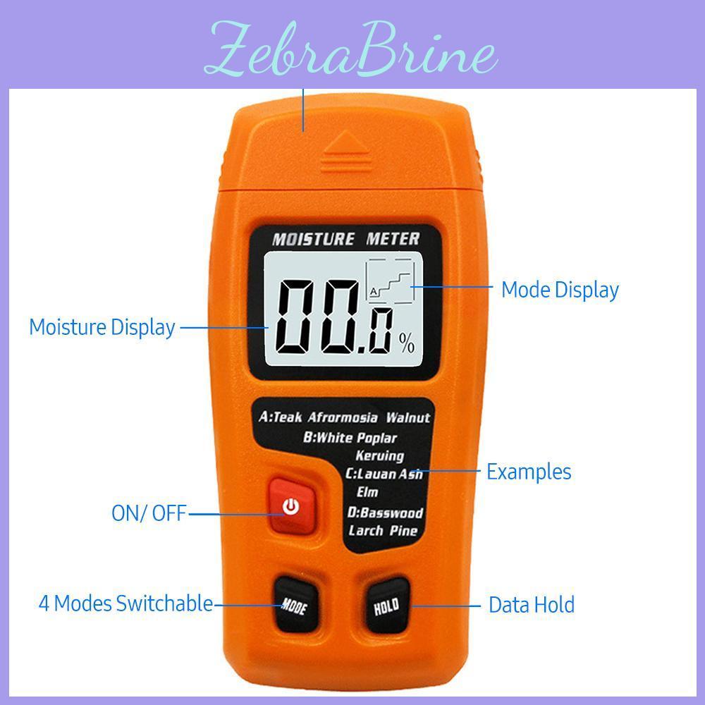 Meter Digital Moisture Wood Pin Type Lcd Backlit Portable Wood Moisture Tester 4 Modes Switchable