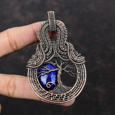 Tree Of Life Lapis Lazuli Pendant Copper Wire Wrapped Pendant Gemstone Jewelry Handmade Unique Design Pendant Copper Jewelry Gift For Mother