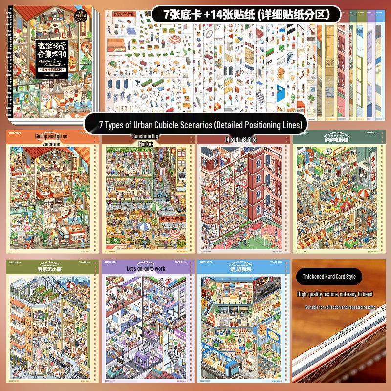 DIY Miniature Scene Book 9: Fun 3D Cartoon Landscapes & Houses Stickers for Girls