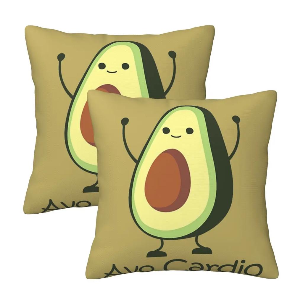 Avocardio Avocado Cardio 2 Stück Quadratischer Kissenbezug Kissenbezug Kissen Dekoration Komfort Überwurf Kissen für Zuhause Sofa