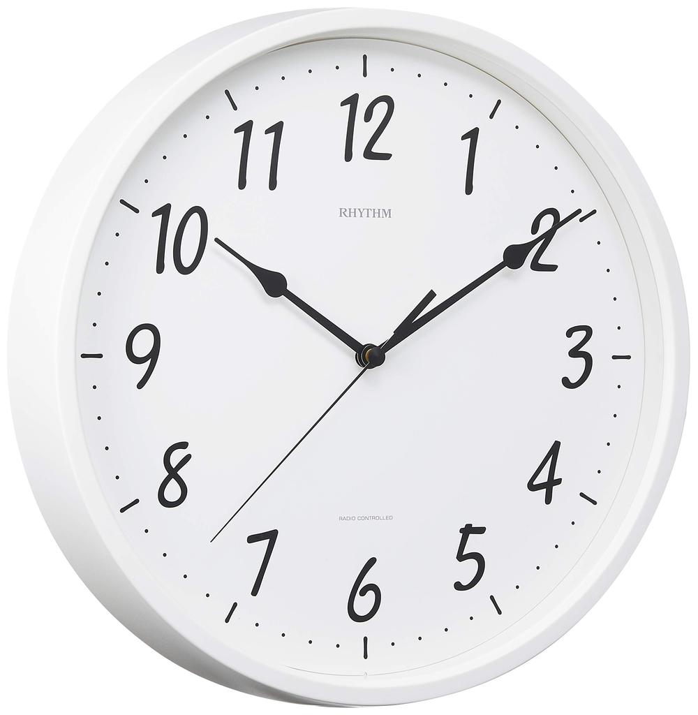 RHYTHM Wall Clock Standard Style 142 Continuous Second Hand Small Simple RHYTHM PLUS 8MY522NC03 White Radio-controlled 28x5cm