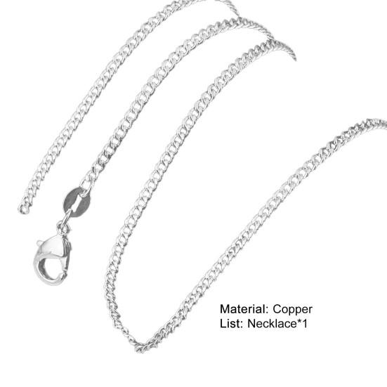 Hip Hop Silver Color Chain Necklace Copper Thick Long Unisex Necklace Jewelry Accessory