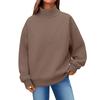 Casual Sweatshirts for Women Turtleneck Patchwork Long Sleeve Plain Pullover Thickened Warm Baggy Fall Winter Shirts