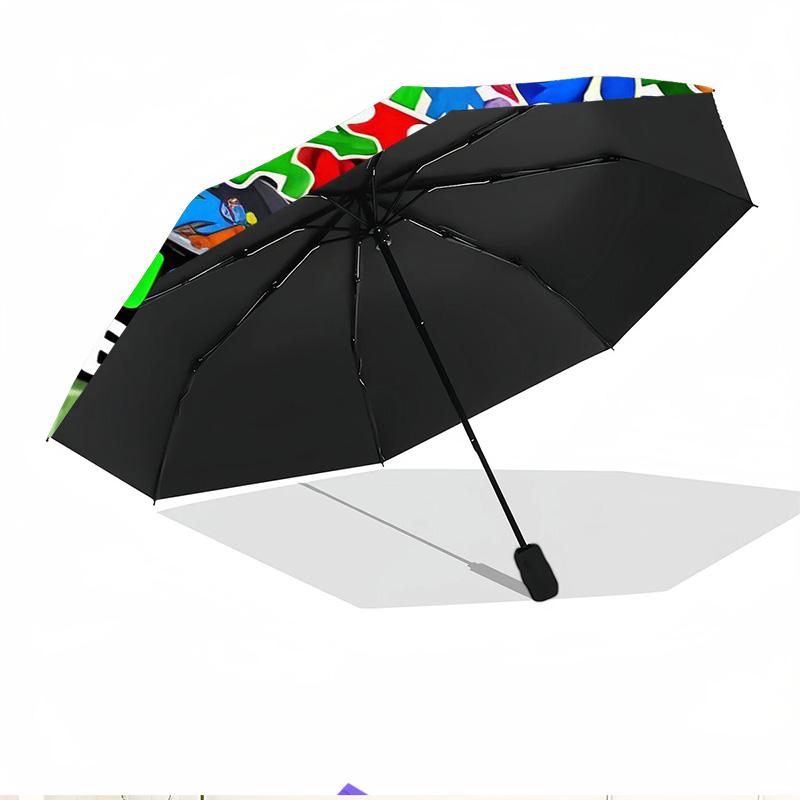 Game Rainbow Friends Print Automatic Open Close Umbrella, Portable Foldable Umbrella, for Outdoor Commute Camping Trip, Ideal Birthday Gift