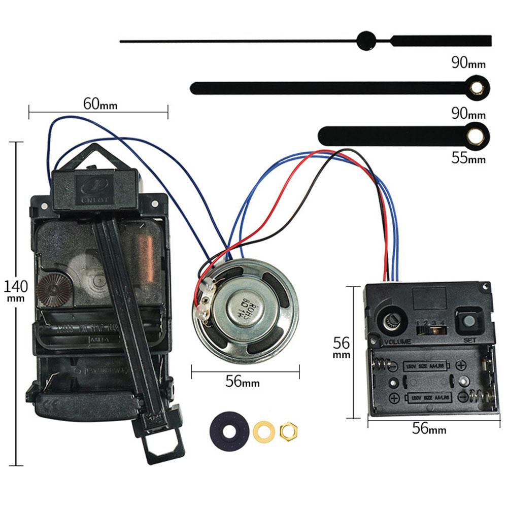 Set di ricambio per movimento di orologio a pendolo a batteria con scatola sonora musicale e meccanismo di azionamento al quarzo per riparazione orologi da casa