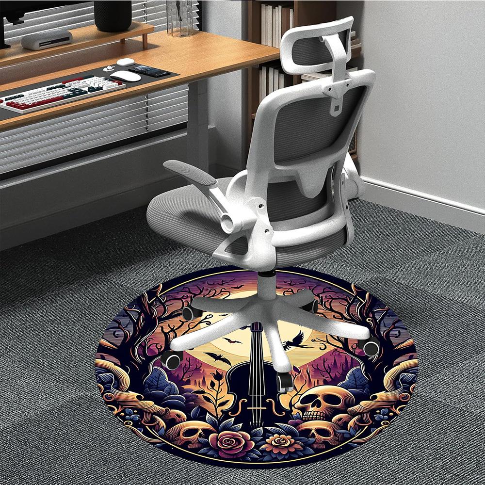 

1pc Moonlight Violin Office Round Area Rug, Under Office Chairs Bedroom Living Room Home Decor, Room Deco 80cm
