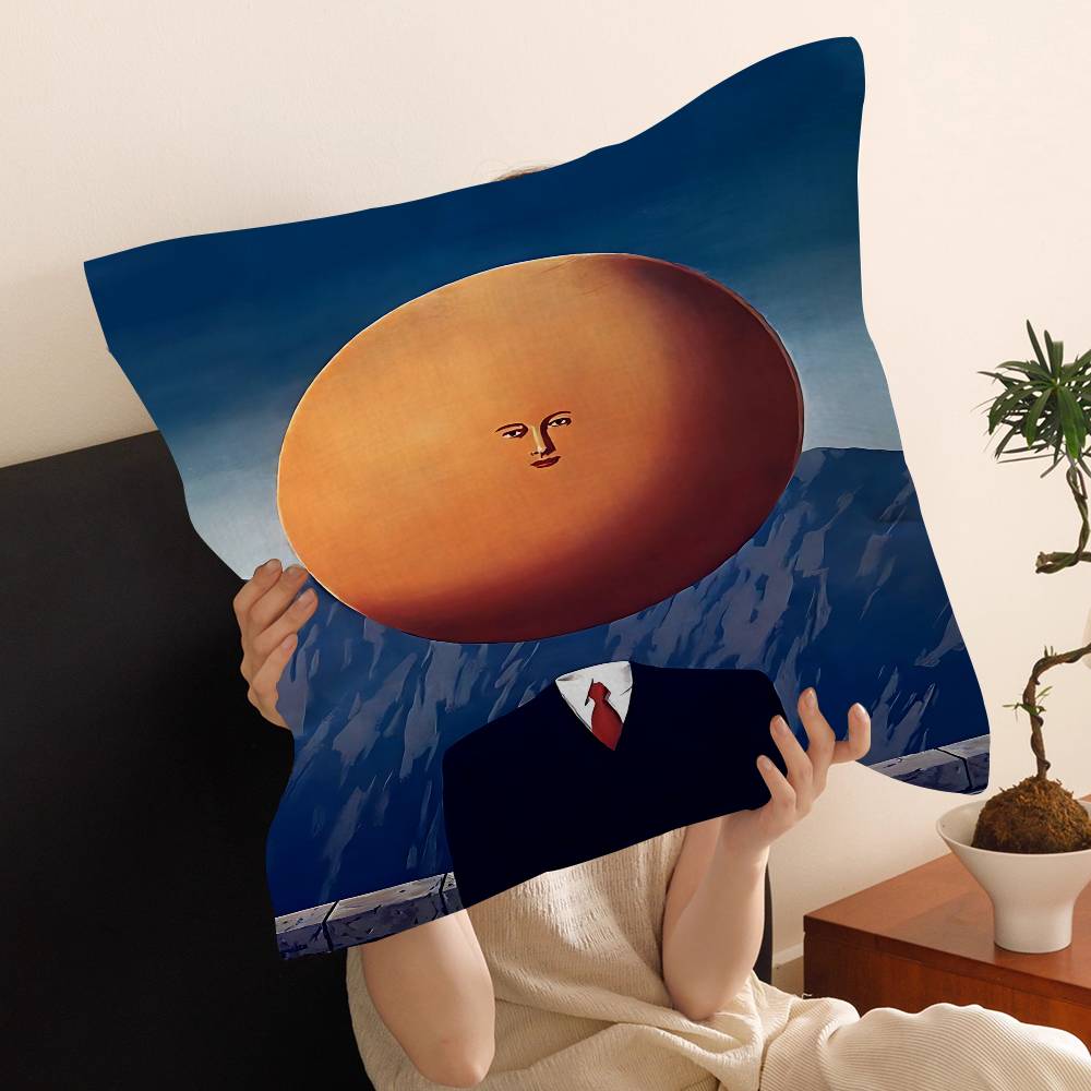 Surrealismo Rene Magritte Opera d'Arte Classica Immagine Personalizzata Testo Cuscini Decorativi per la Casa Regali per la Casa 45x45cm