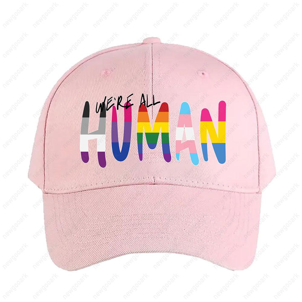 We're All HuUnisex Rainbow Stripes Cap Women Unisex Adult Peaked Hat Fashion Casual Adjustable Printed Baseball Caps Trucker Cap