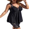 Plus Size Women S Two Piece Tankini Swimwear Black Print