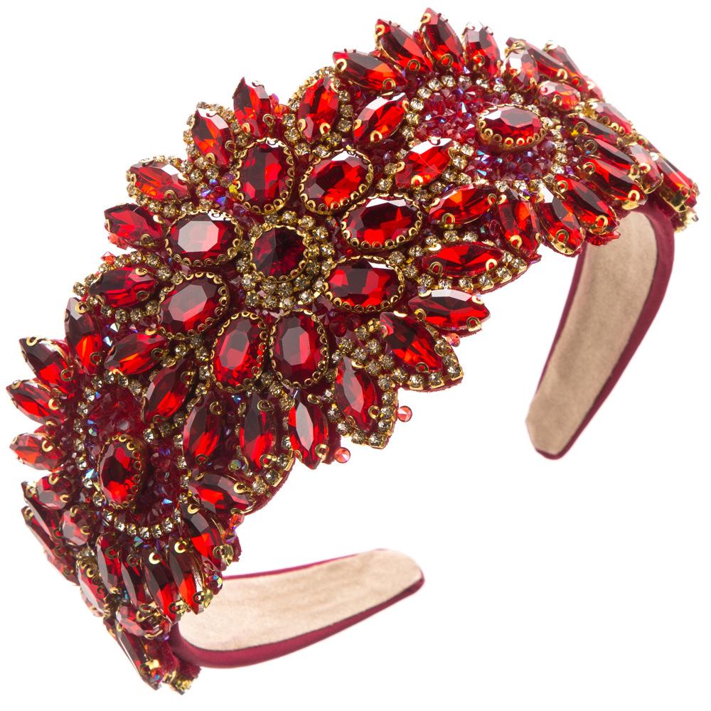 

Ретро Новый Ободок для Волос с Цветком Тяжелая Промышленность Барокко Инкрустированный Бриллиантами Широкополый Высококачественный Аксессуар для Волос для Танцевальной Вечеринки Заколка